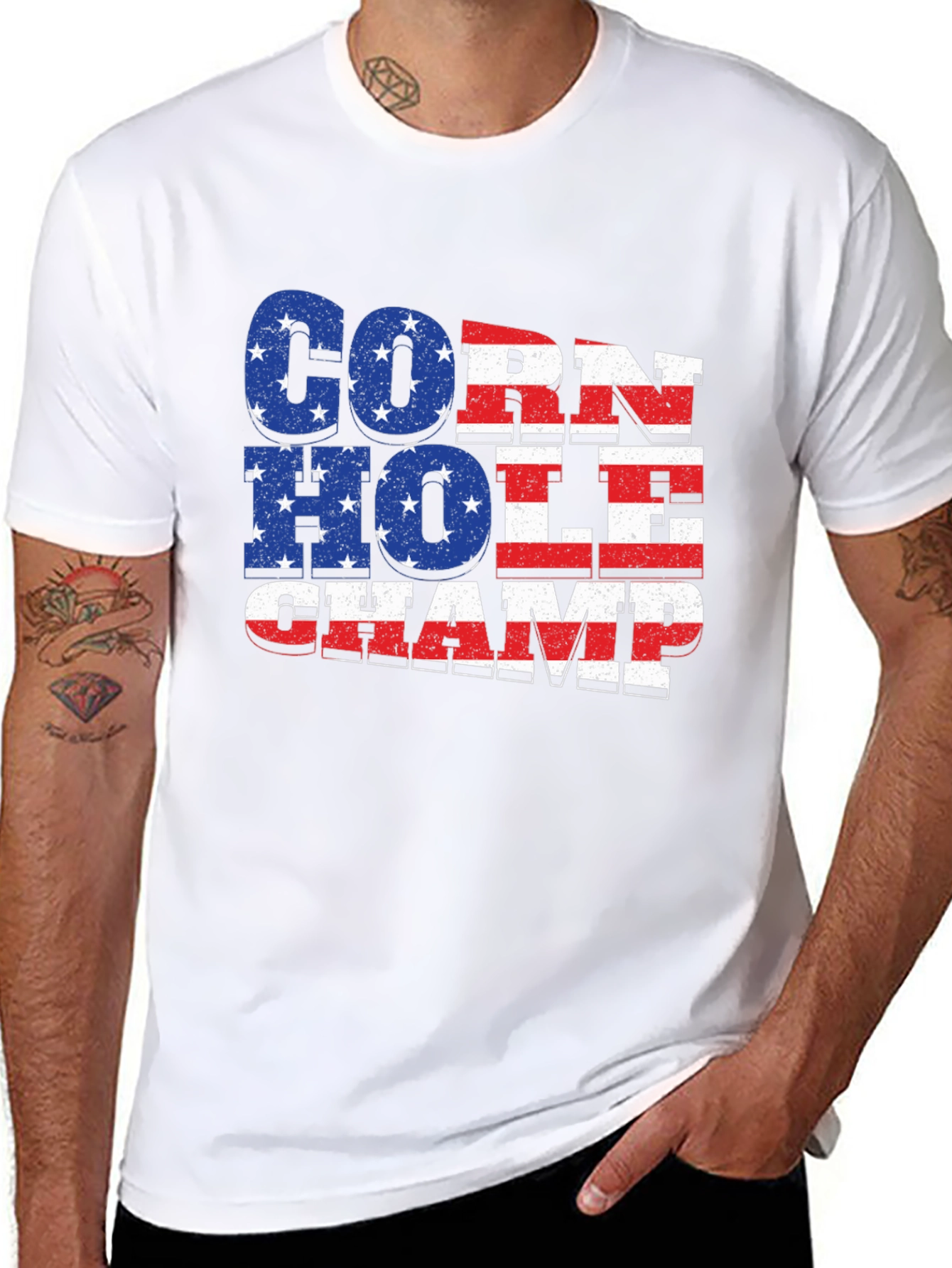 Cornhole Champ USA Flag T-Shirt