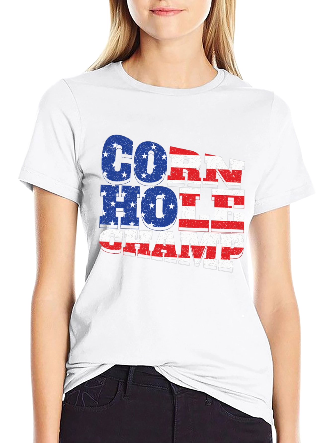Cornhole Champ USA Flag T-Shirt