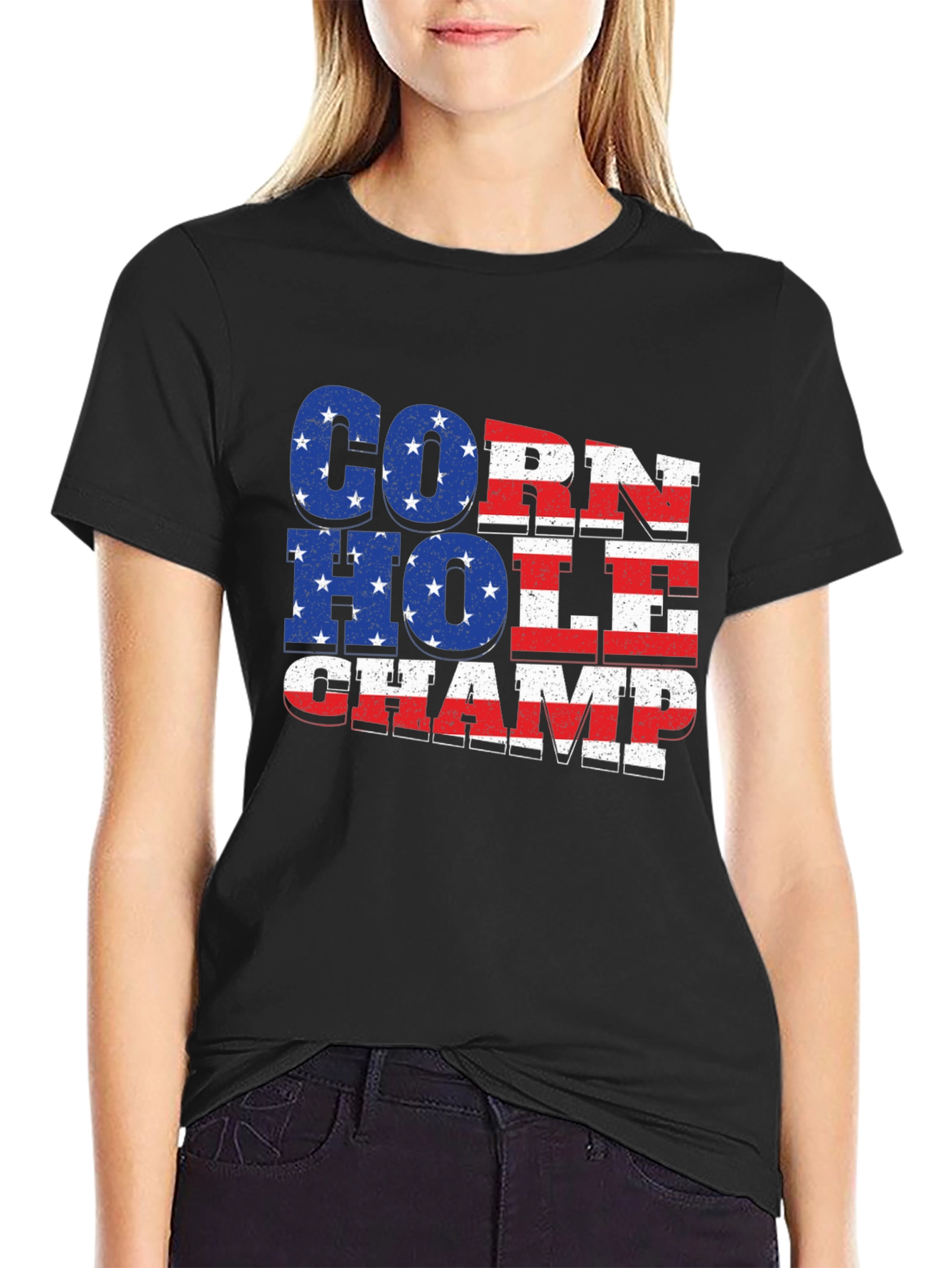 Cornhole Champ USA Flag T-Shirt