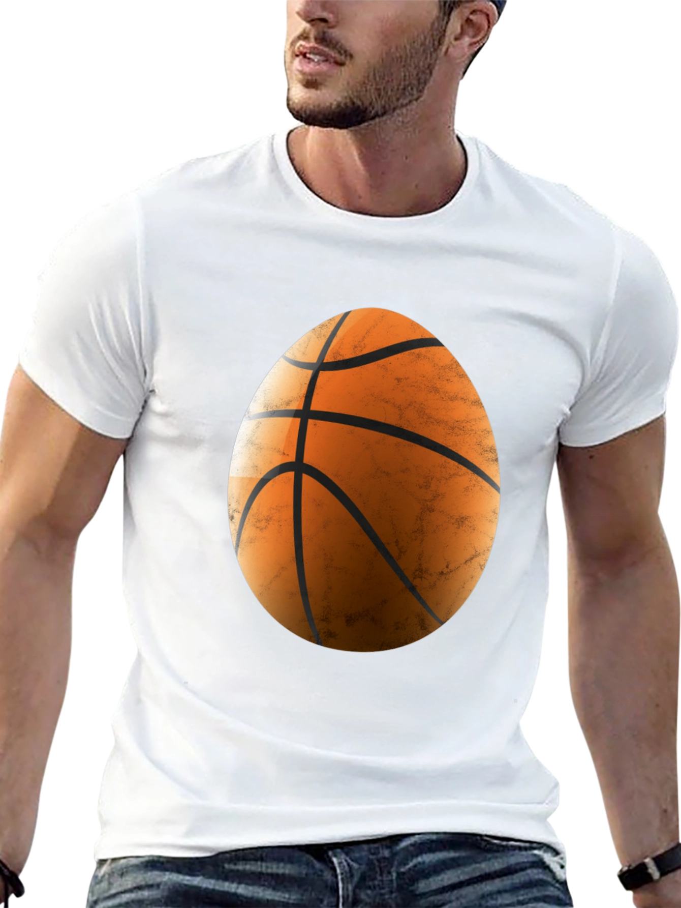 Basketball Egg Graphic Tee - Black Cotton Blend Shirt
