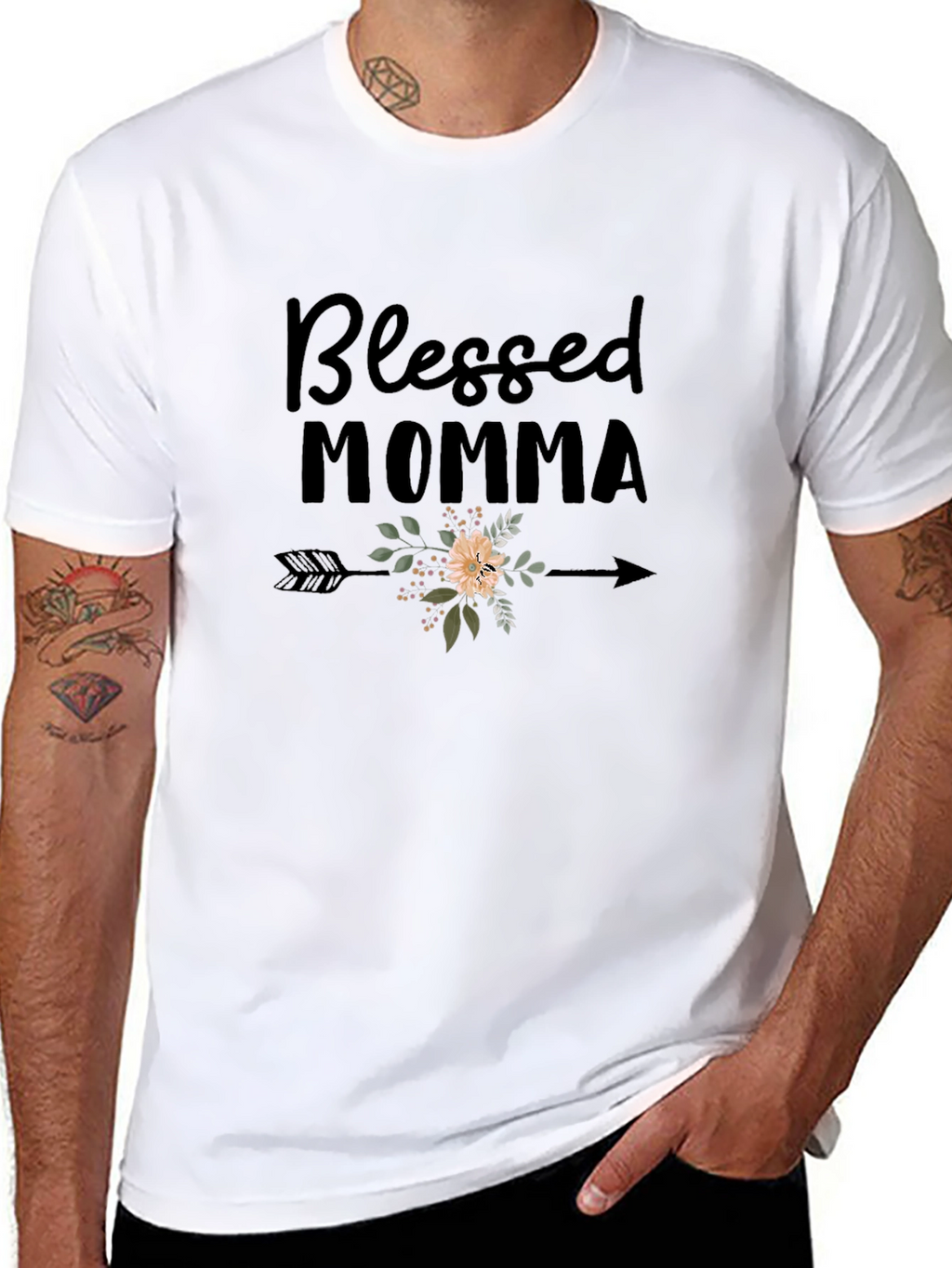 Blessed Momma Floral Arrow T-Shirt