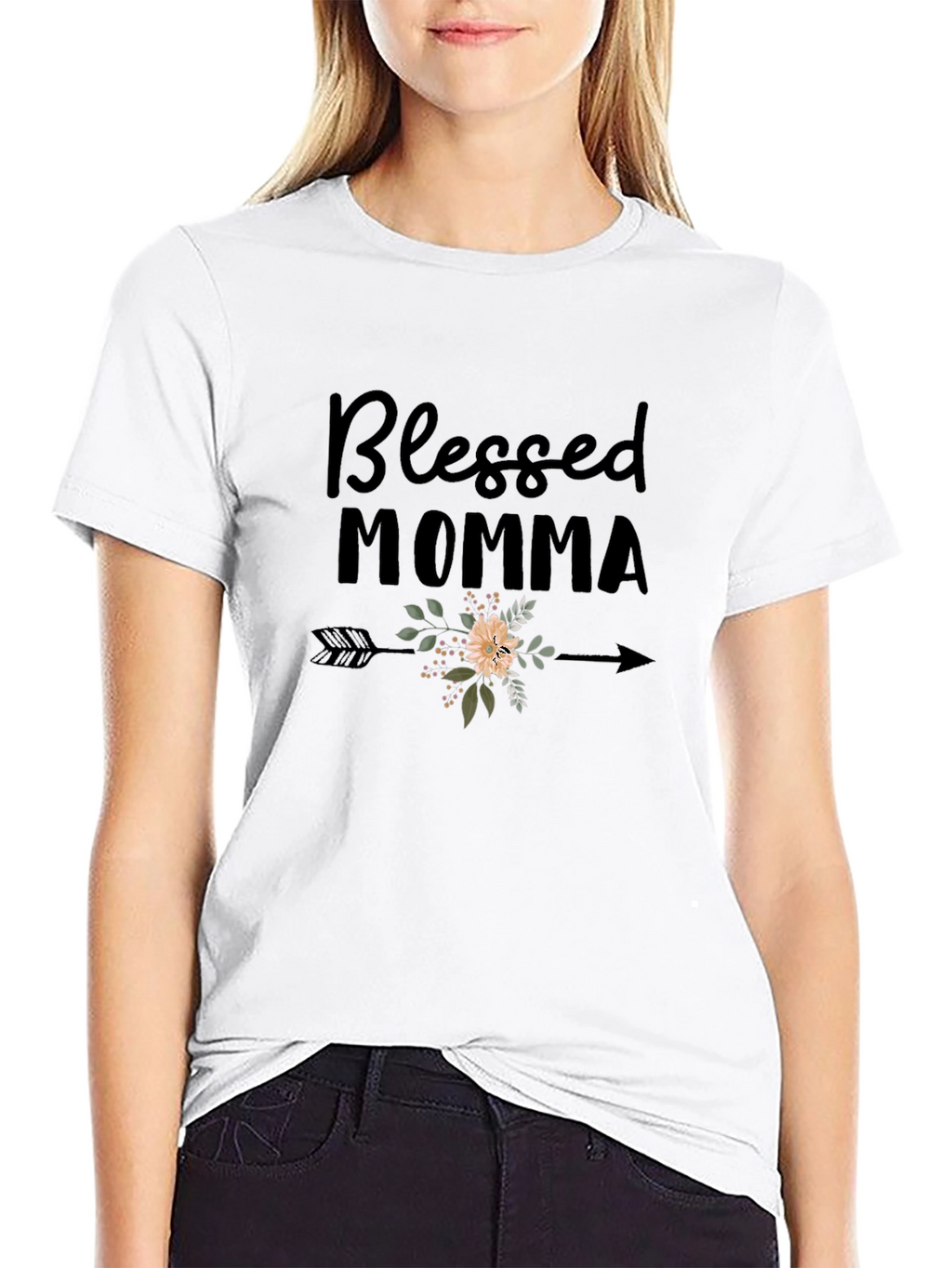Blessed Momma Floral Arrow T-Shirt