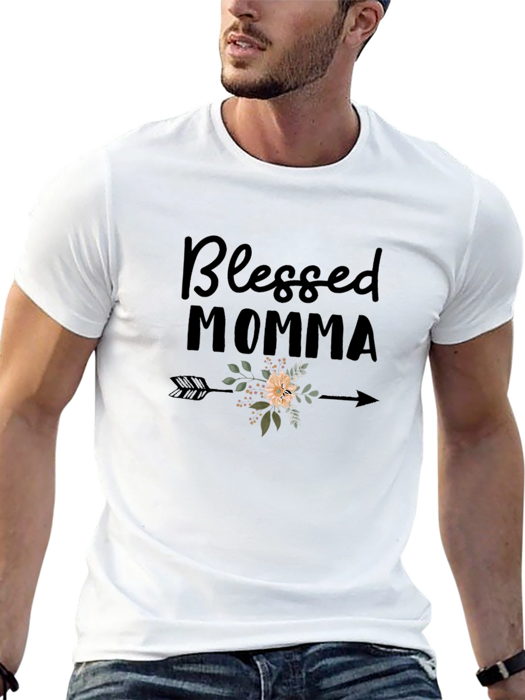 Blessed Momma Floral Arrow T-Shirt