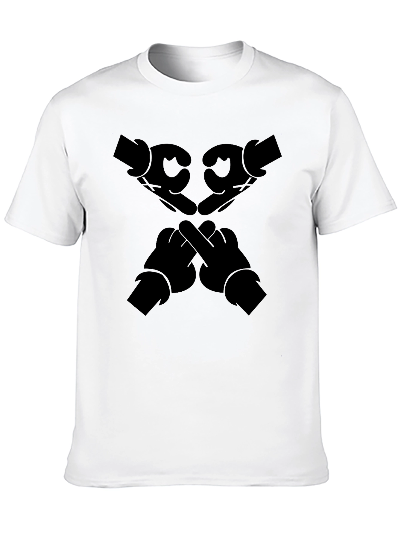 Graphic Tee: Cartoon Hands Gesture T-Shirt