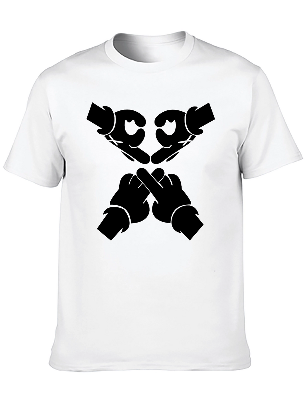 Graphic Tee: Cartoon Hands Gesture T-Shirt