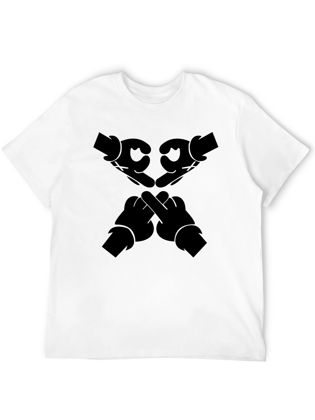 Graphic Tee: Cartoon Hands Gesture T-Shirt