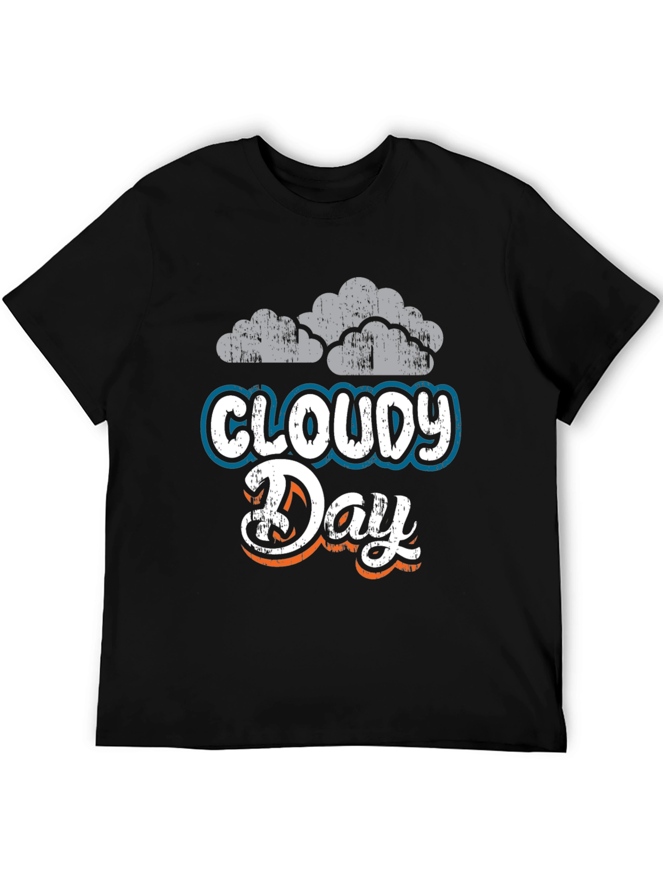 Cloudy Day Graphic Tee - Soft Black Cotton Blend