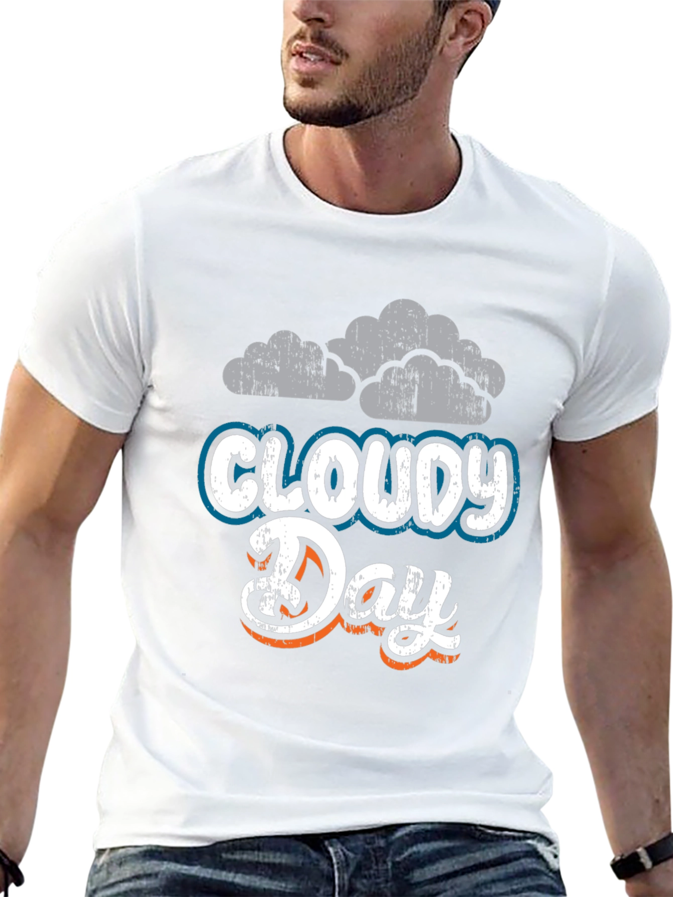 Cloudy Day Graphic Tee - Soft Black Cotton Blend