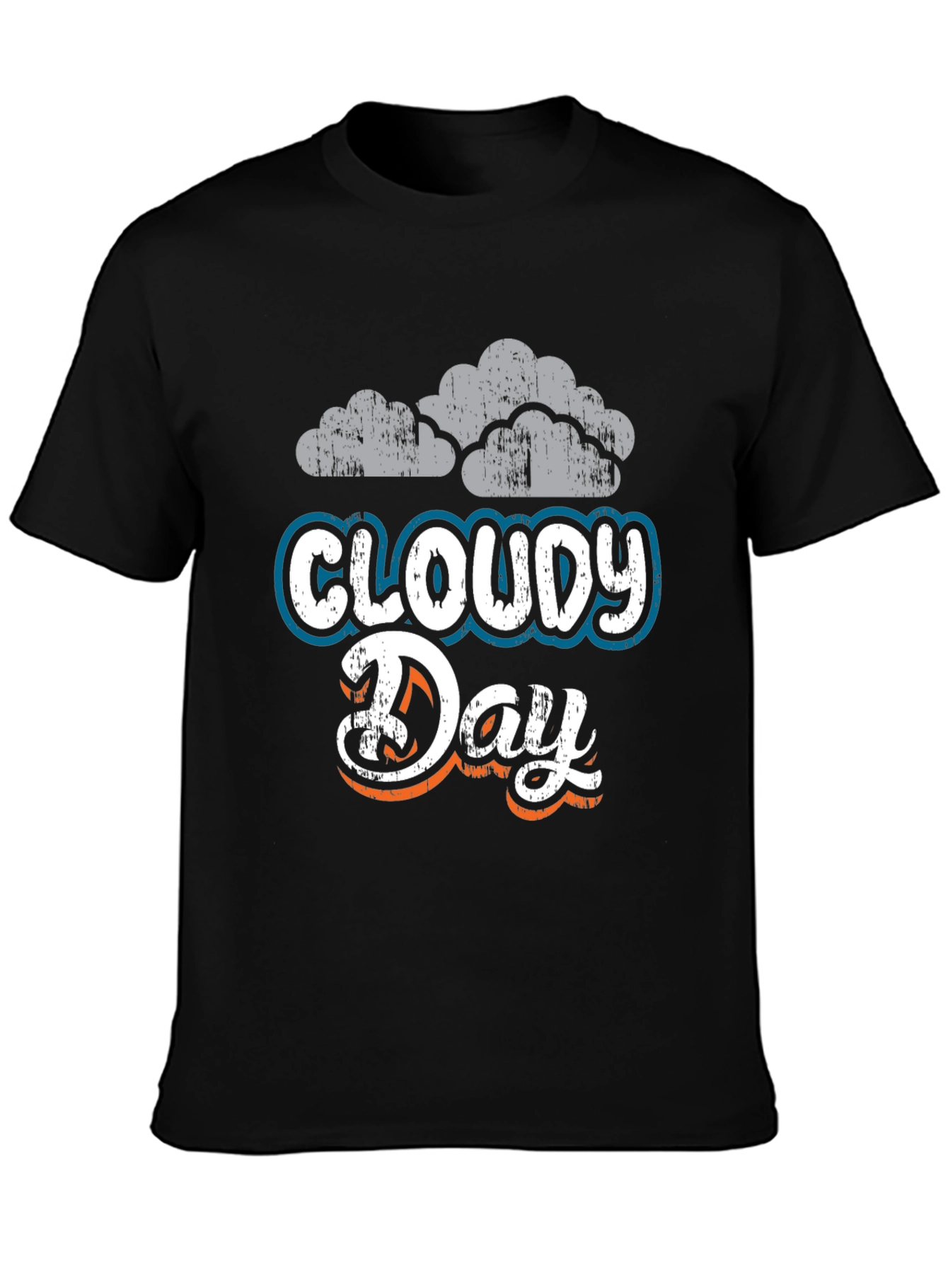 Cloudy Day Graphic Tee - Soft Black Cotton Blend