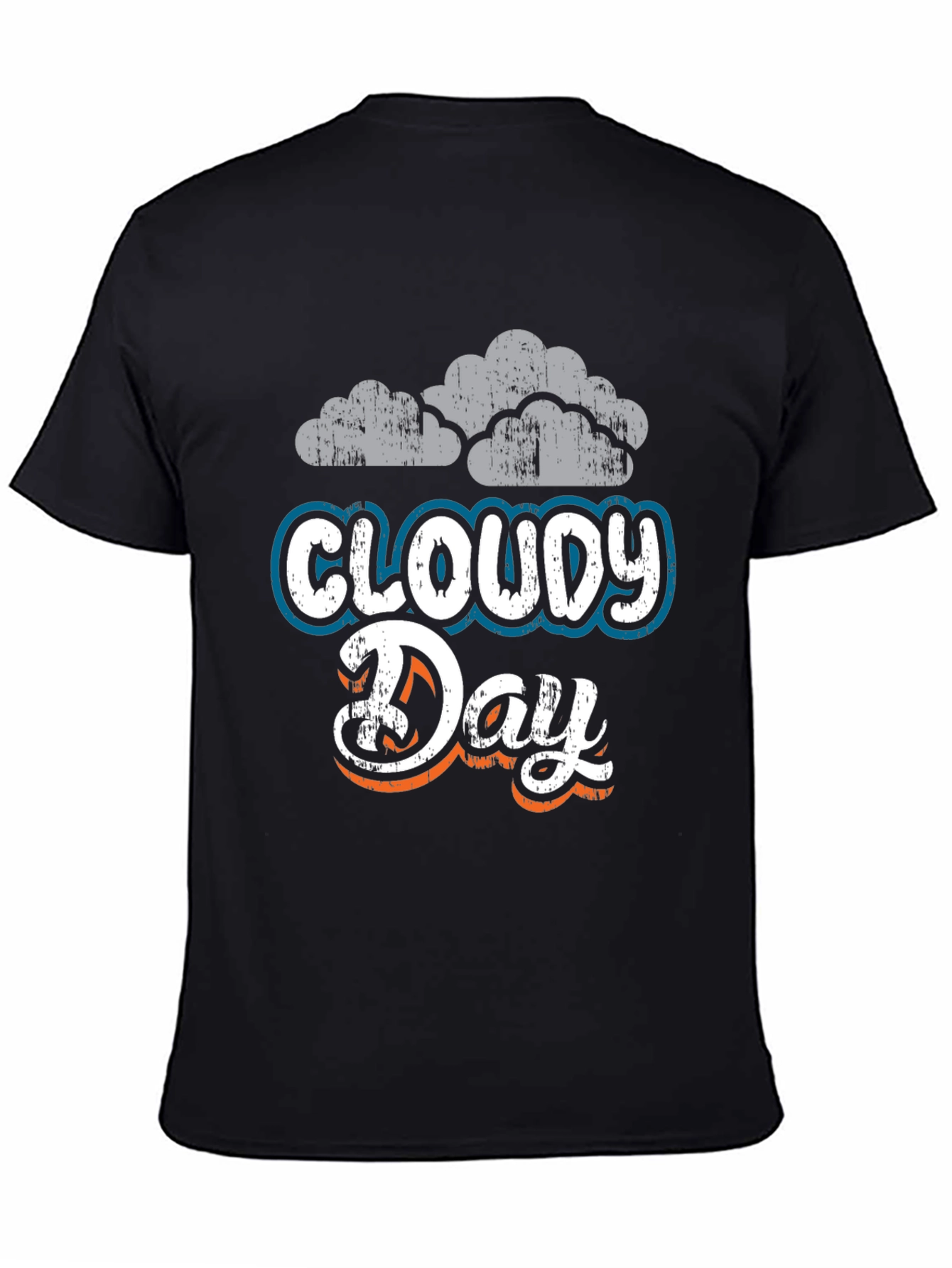 Cloudy Day Graphic Tee - Soft Black Cotton Blend