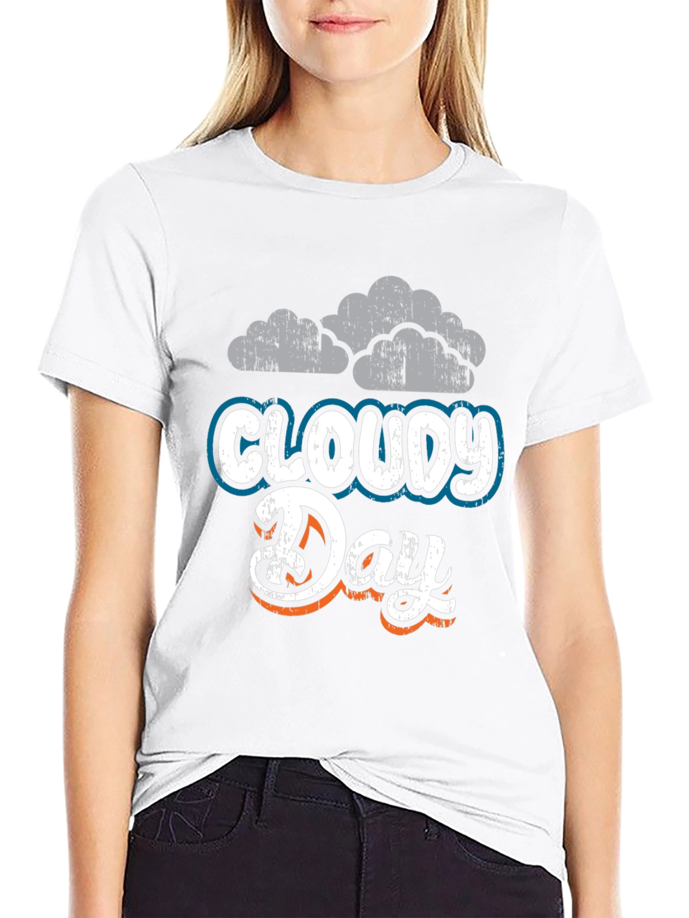 Cloudy Day Graphic Tee - Soft Black Cotton Blend