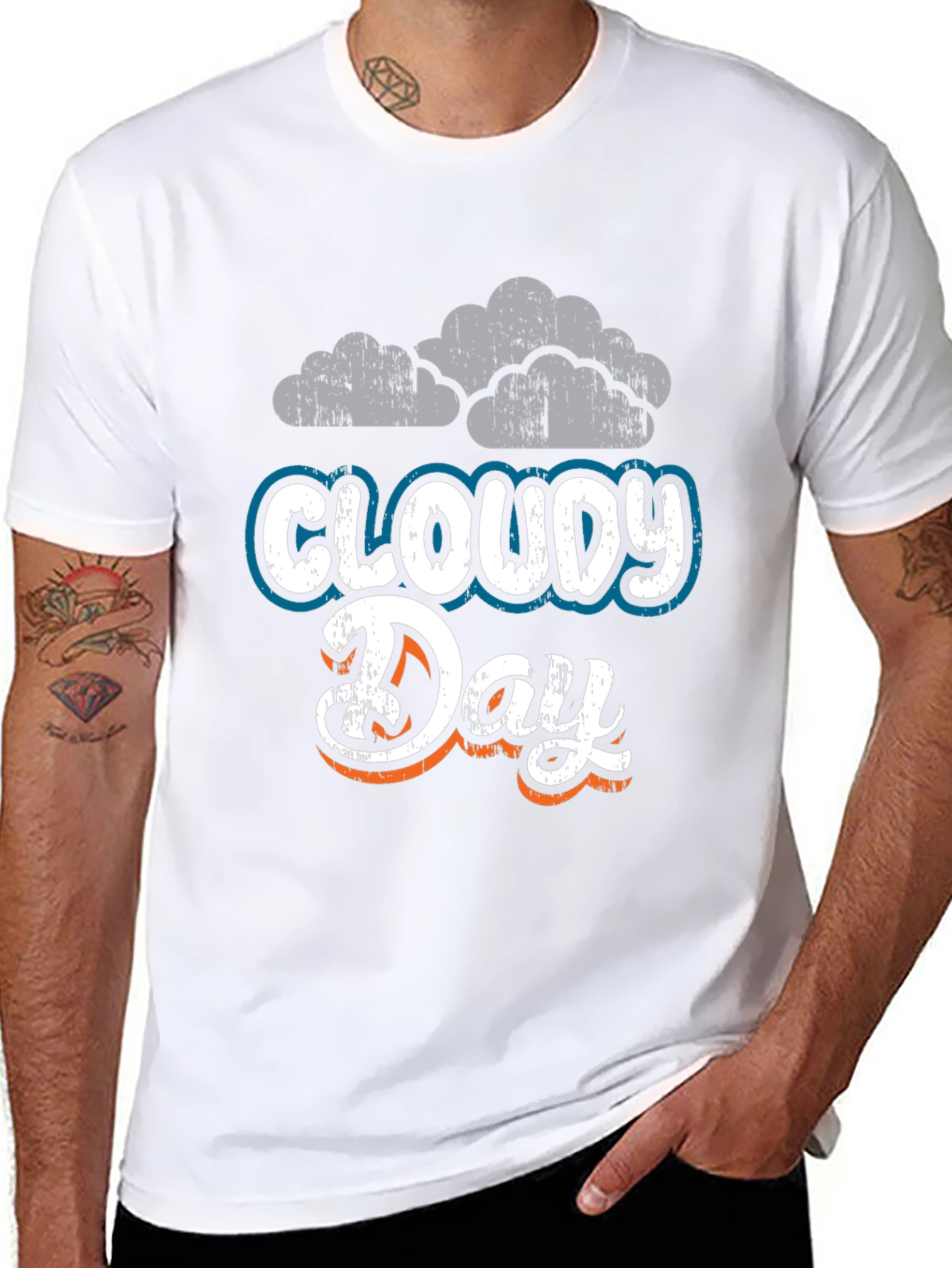 Cloudy Day Graphic Tee - Soft Black Cotton Blend