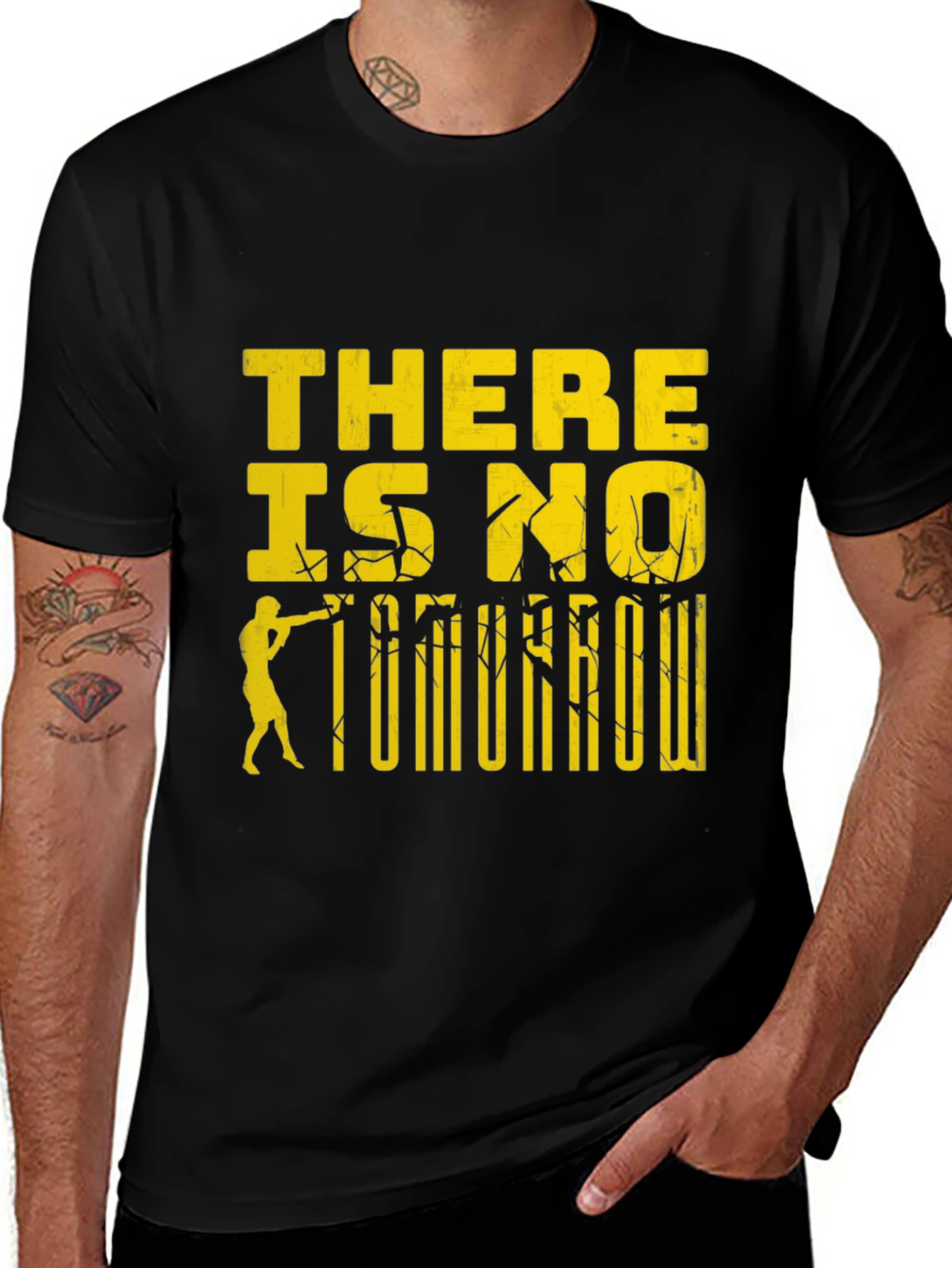 There Is No Tomorrow Graphic Print Black T-Shirt