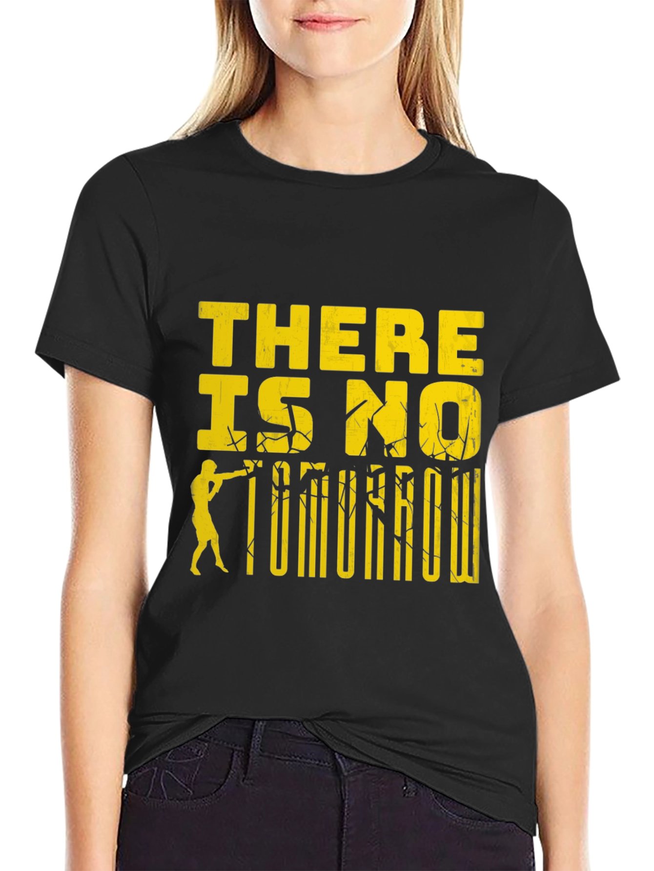 There Is No Tomorrow Graphic Print Black T-Shirt