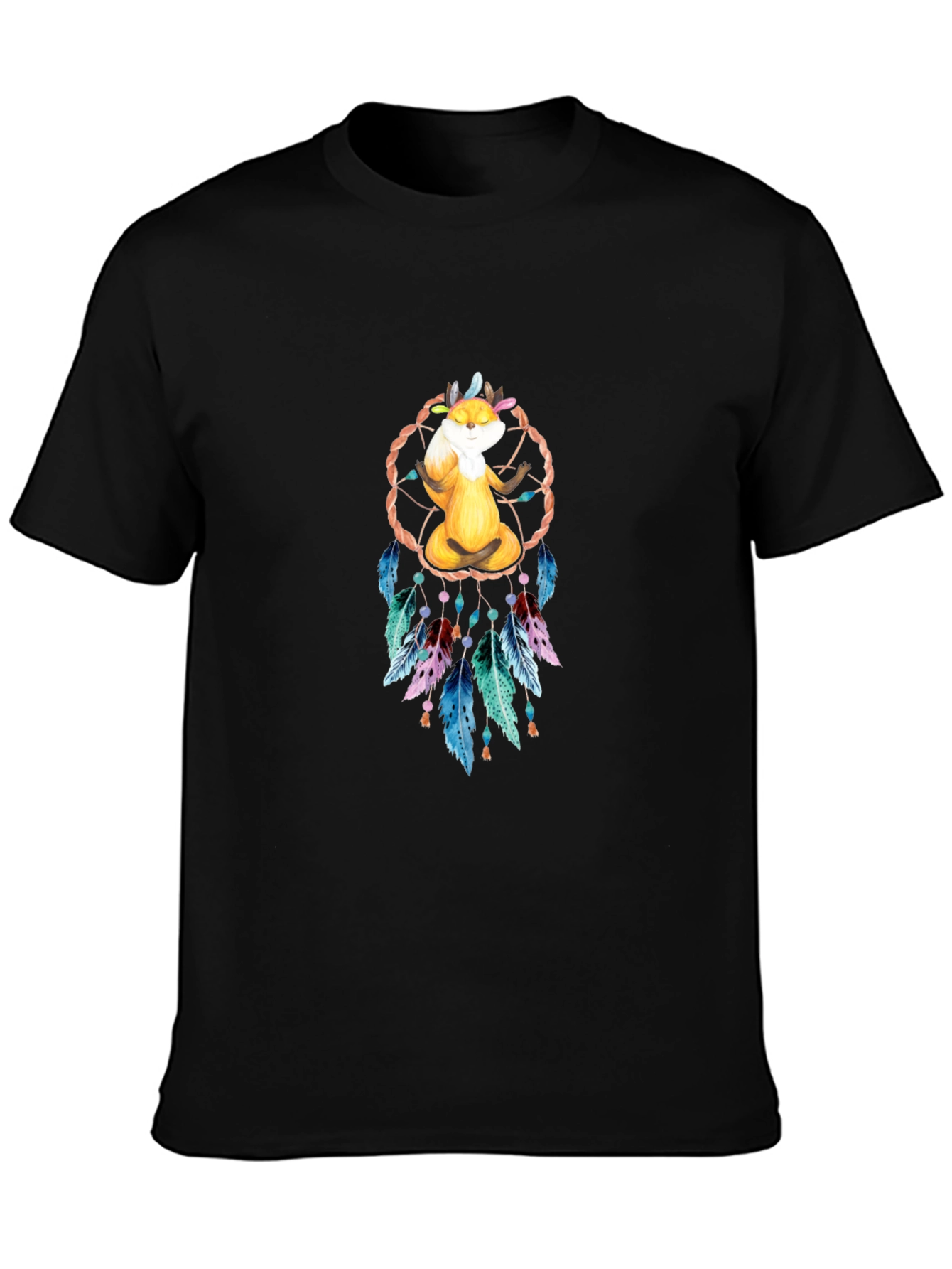 Meditating Fox Dreamcatcher Graphic Tee