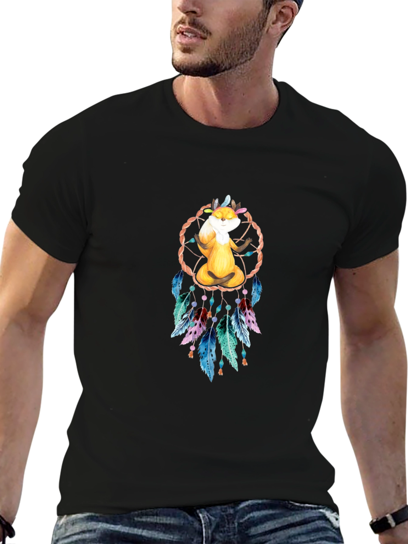 Meditating Fox Dreamcatcher Graphic Tee
