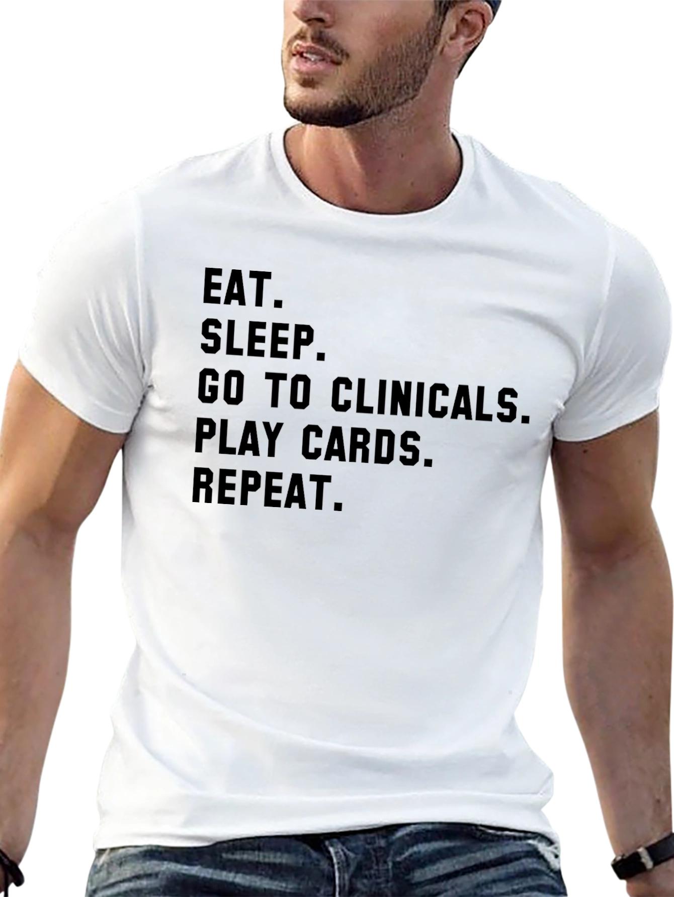 Eat Sleep Clinicals Play Cards Repeat Black T-Shirt