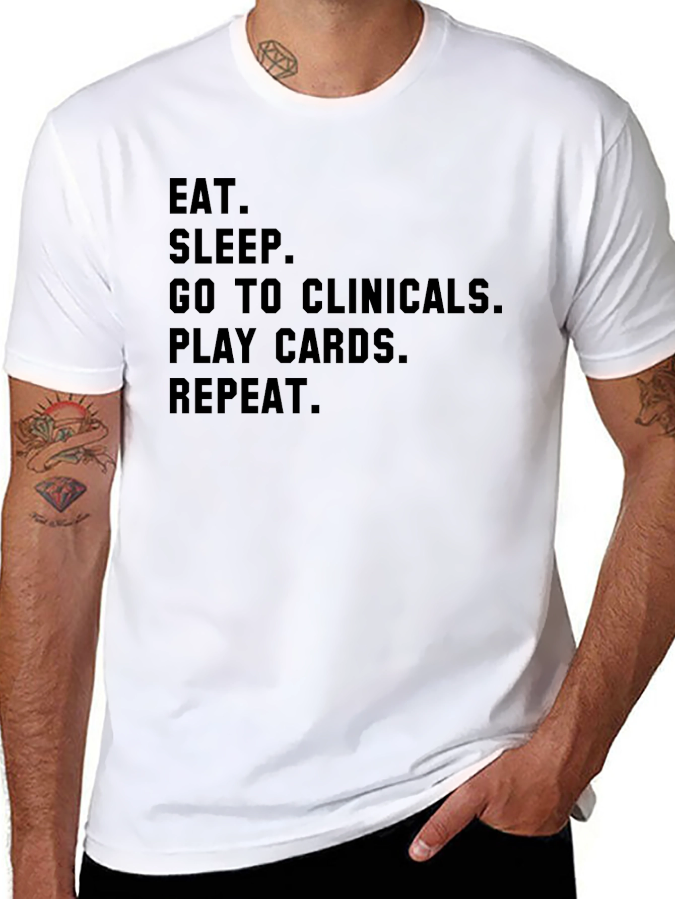 Eat Sleep Clinicals Play Cards Repeat Black T-Shirt