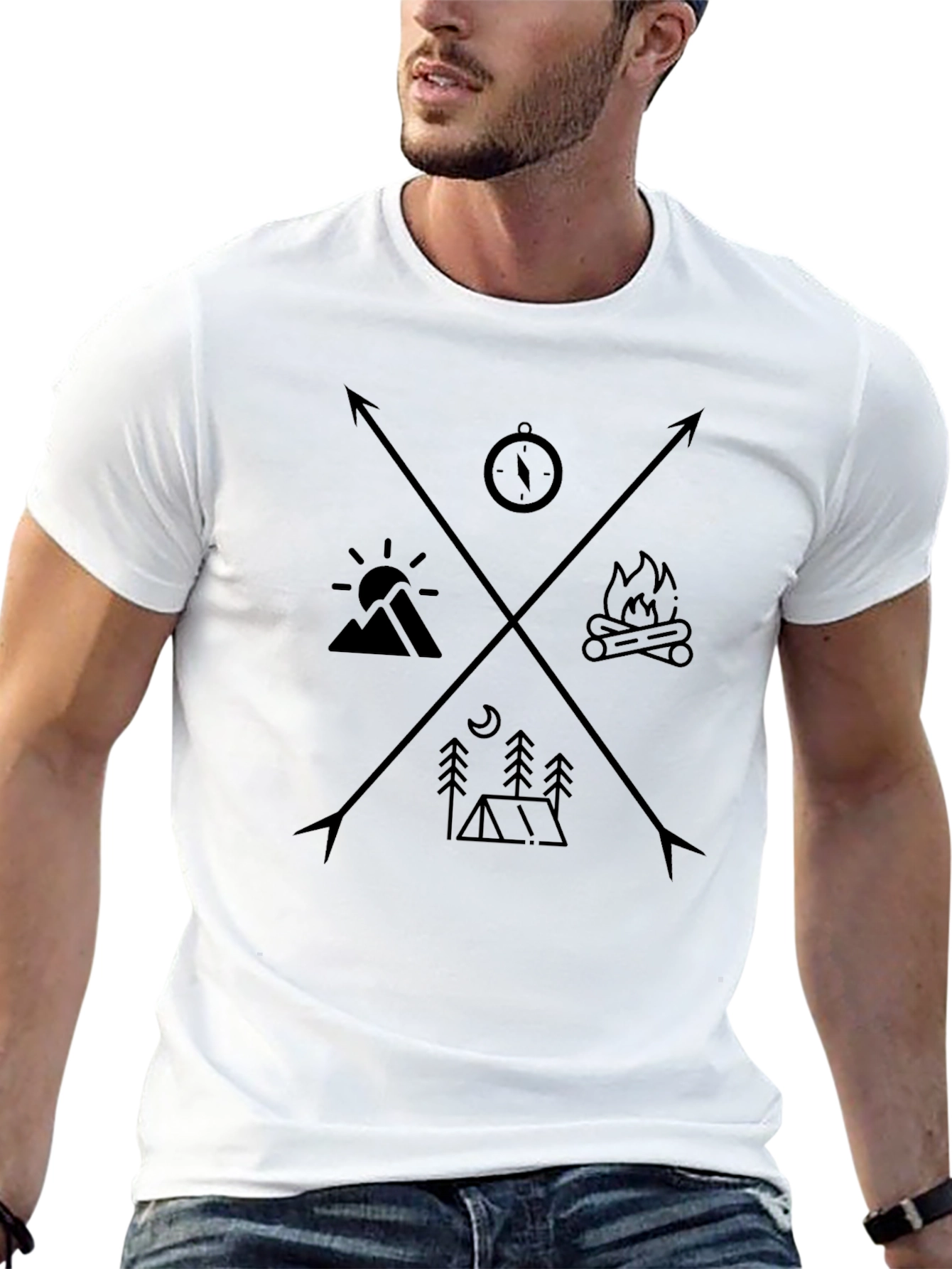 Adventure Awaits Graphic Tee - Black Camping Design