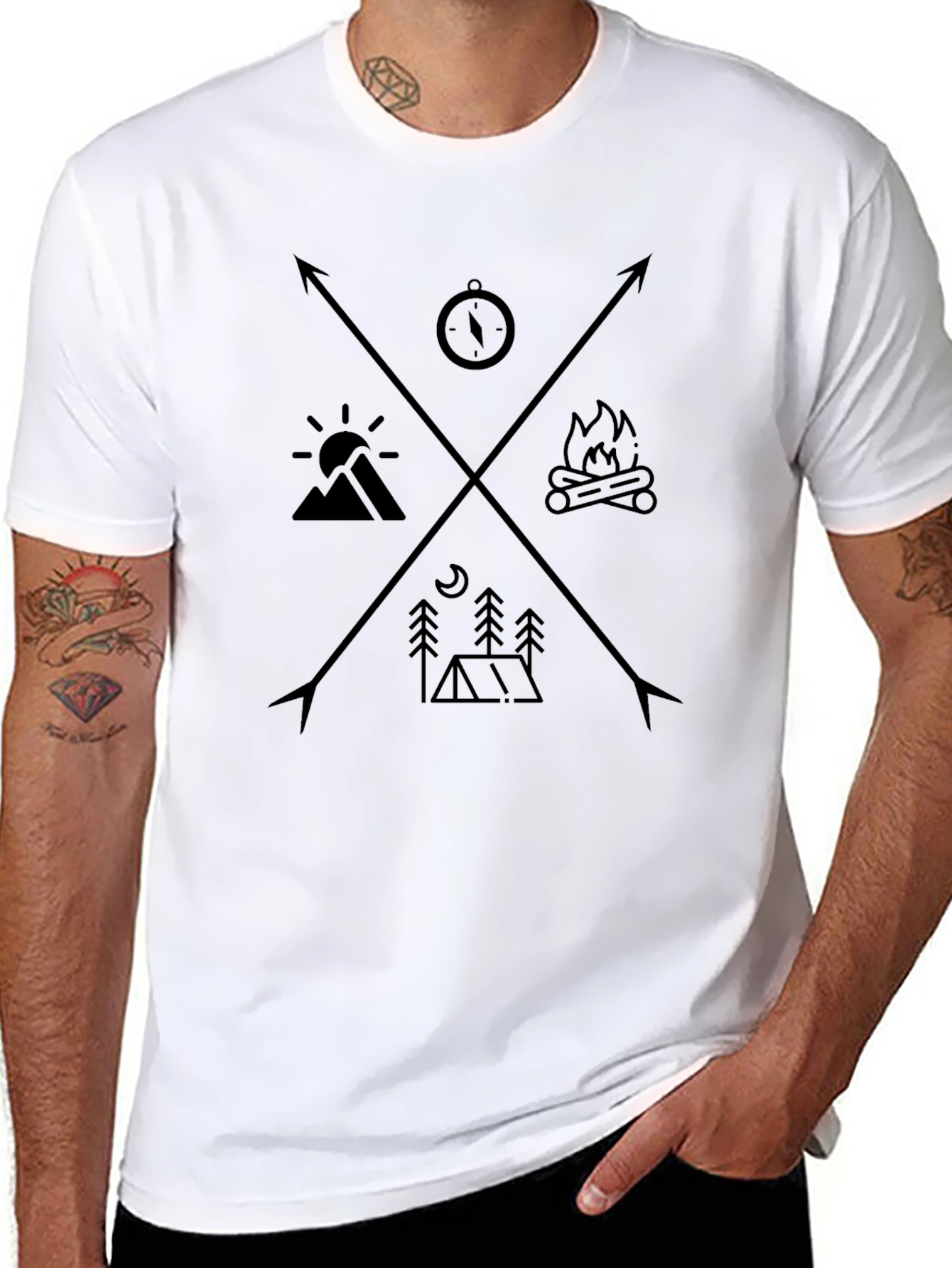 Adventure Awaits Graphic Tee - Black Camping Design