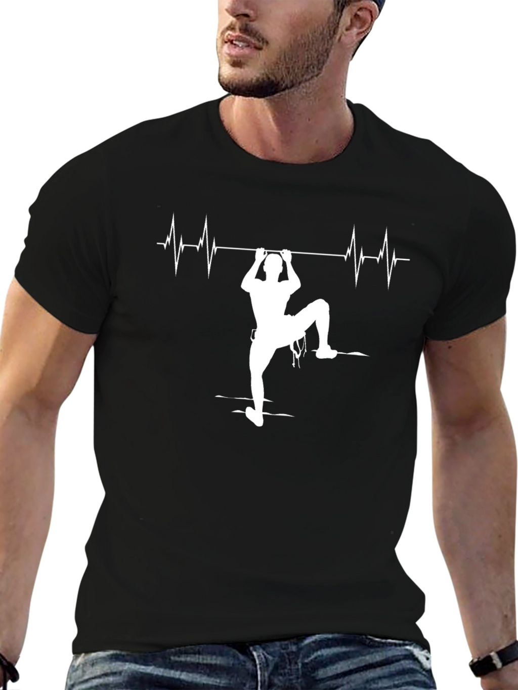 Climbing Heartbeat T-Shirt - Black