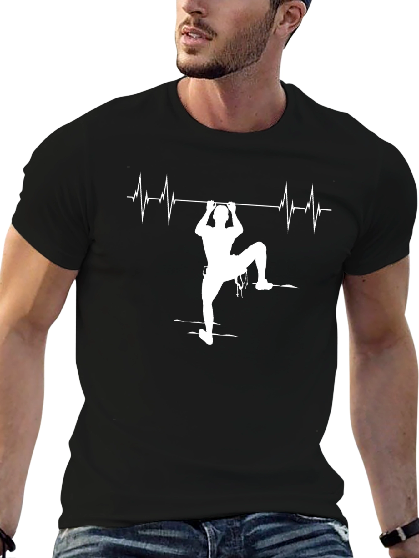 Climbing Heartbeat T-Shirt - Black