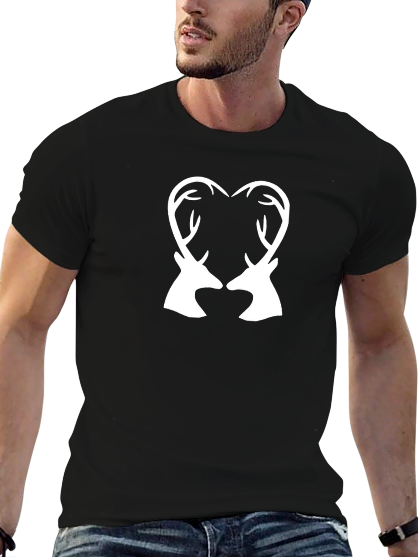 Deer Heart Graphic Tee - Stylish Animal Lover Shirt