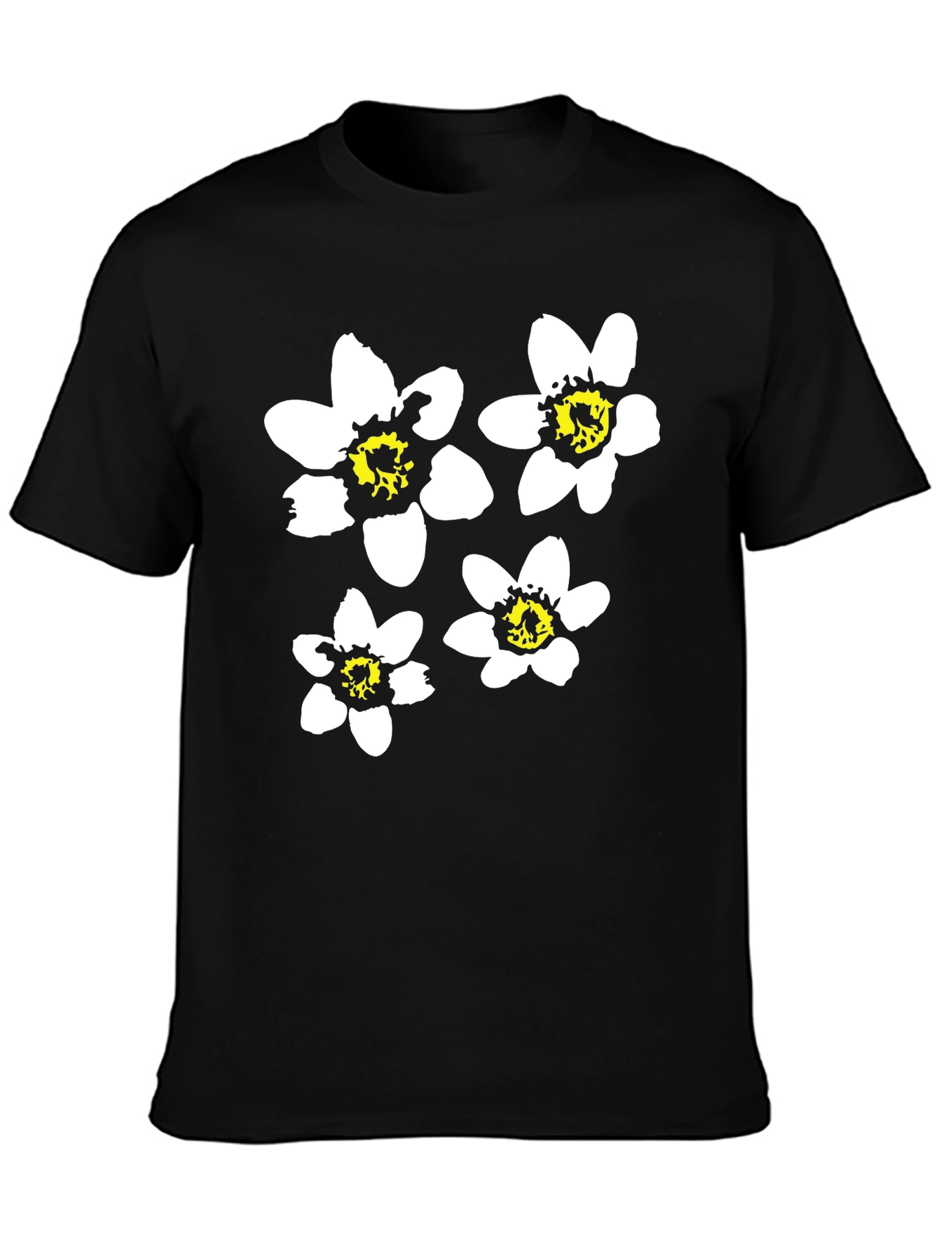 Black Floral Graphic Tee for Men
