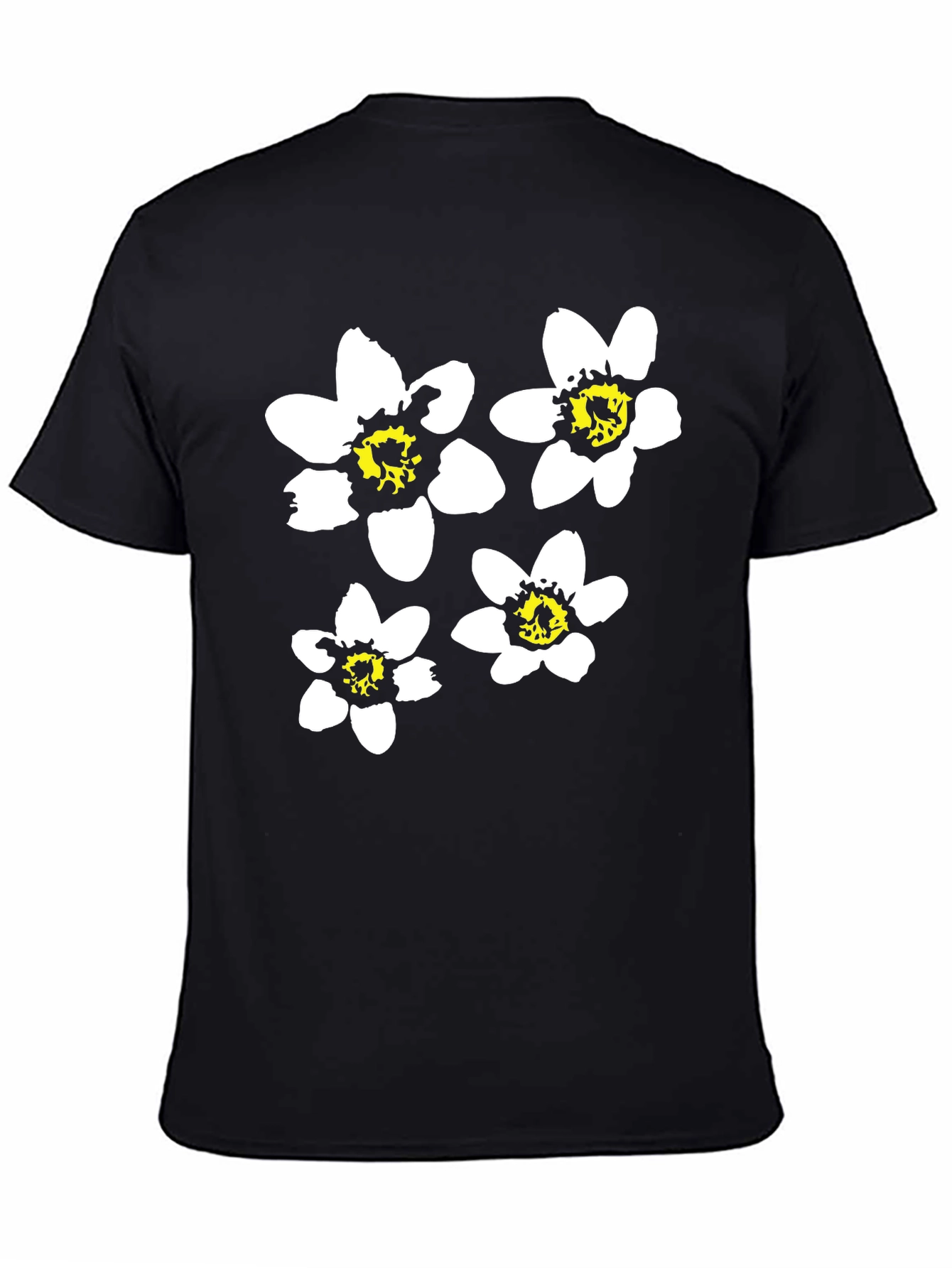 Black Floral Graphic Tee for Men