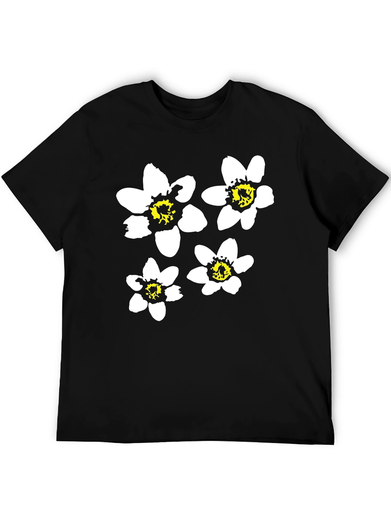 Black Floral Graphic Tee for Men