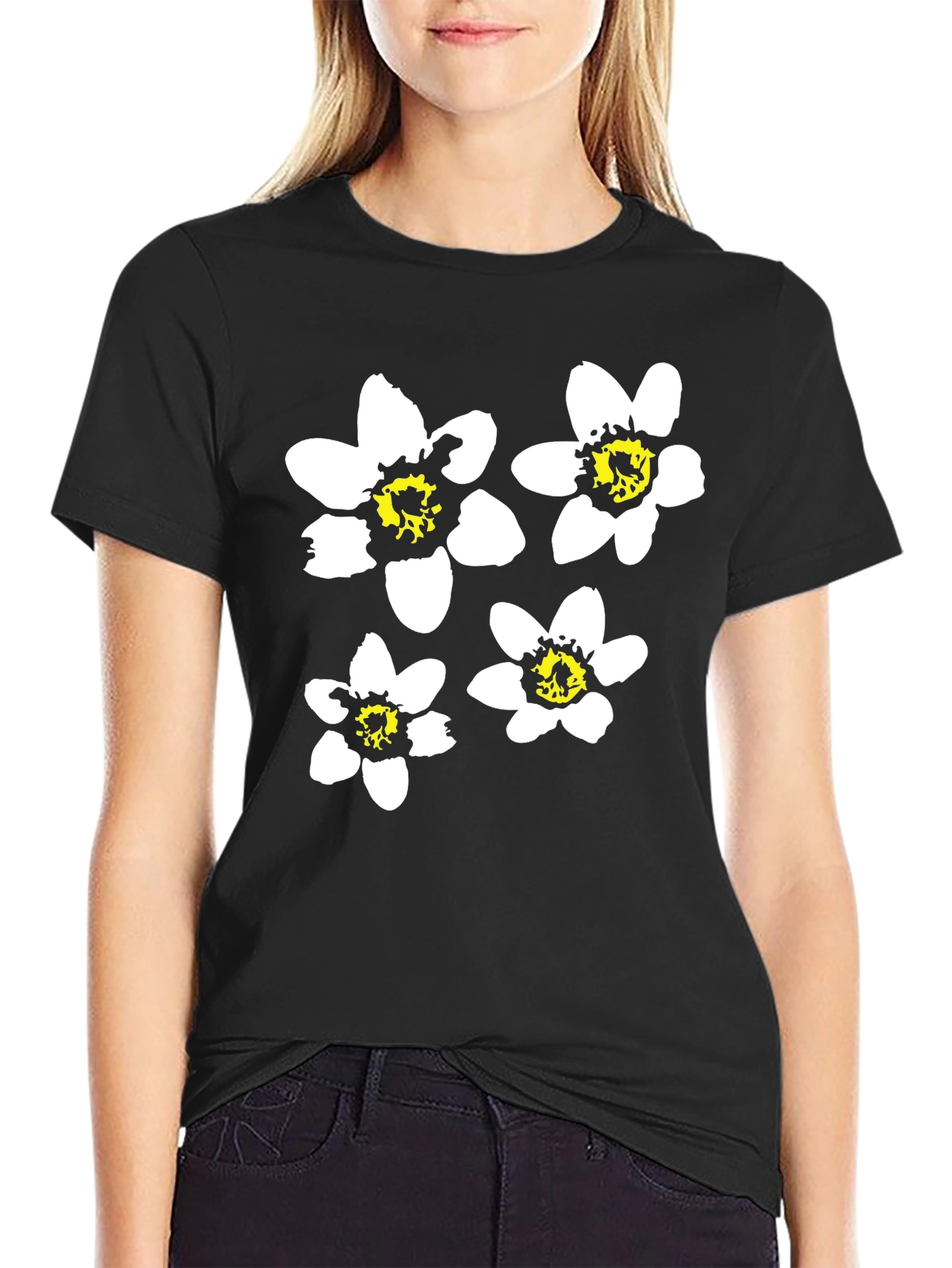 Black Floral Graphic Tee for Men