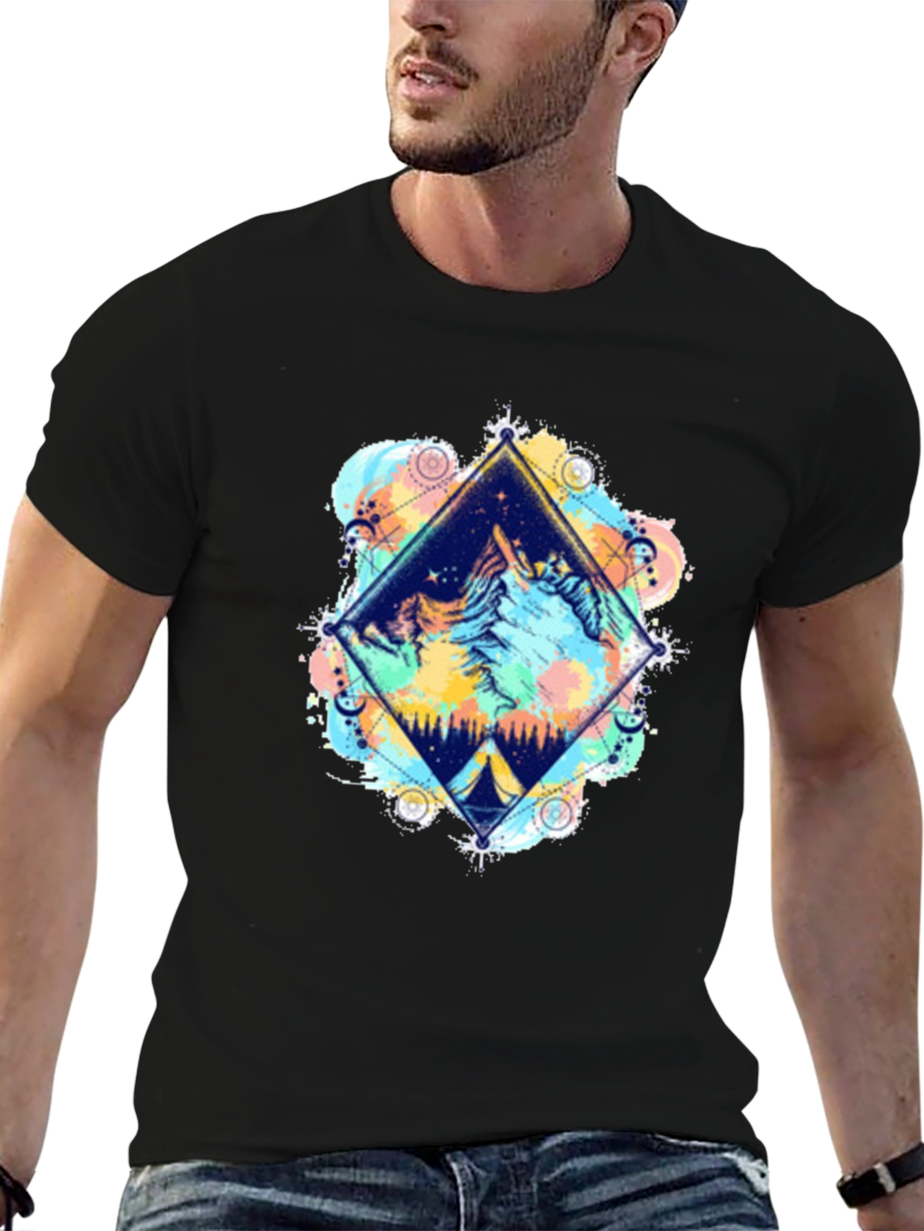 Mountain Scene Graphic Tee - Nature Adventure Shirt