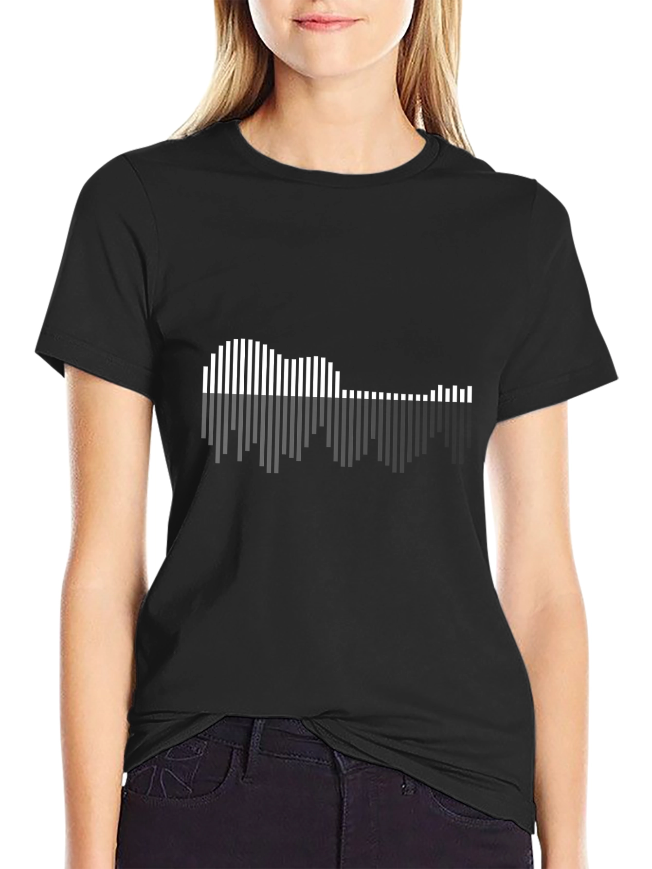 Audio Waveform Graphic Tee - Black Cotton T-Shirt