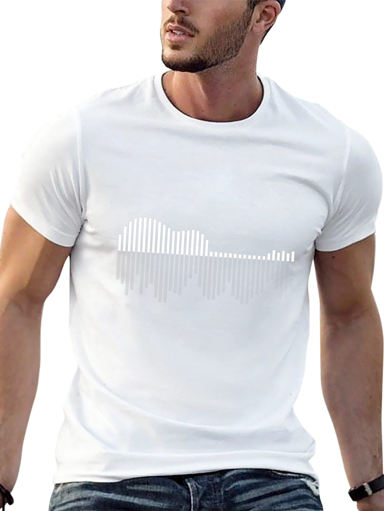 Audio Waveform Graphic Tee - Black Cotton T-Shirt