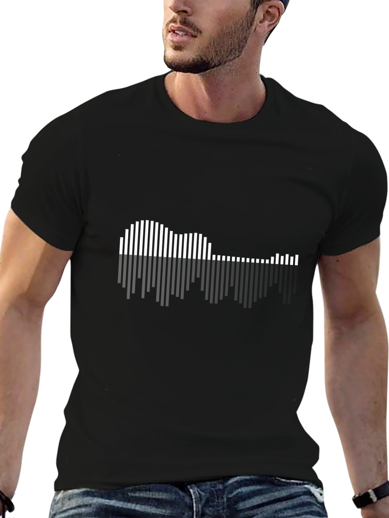 Audio Waveform Graphic Tee - Black Cotton T-Shirt