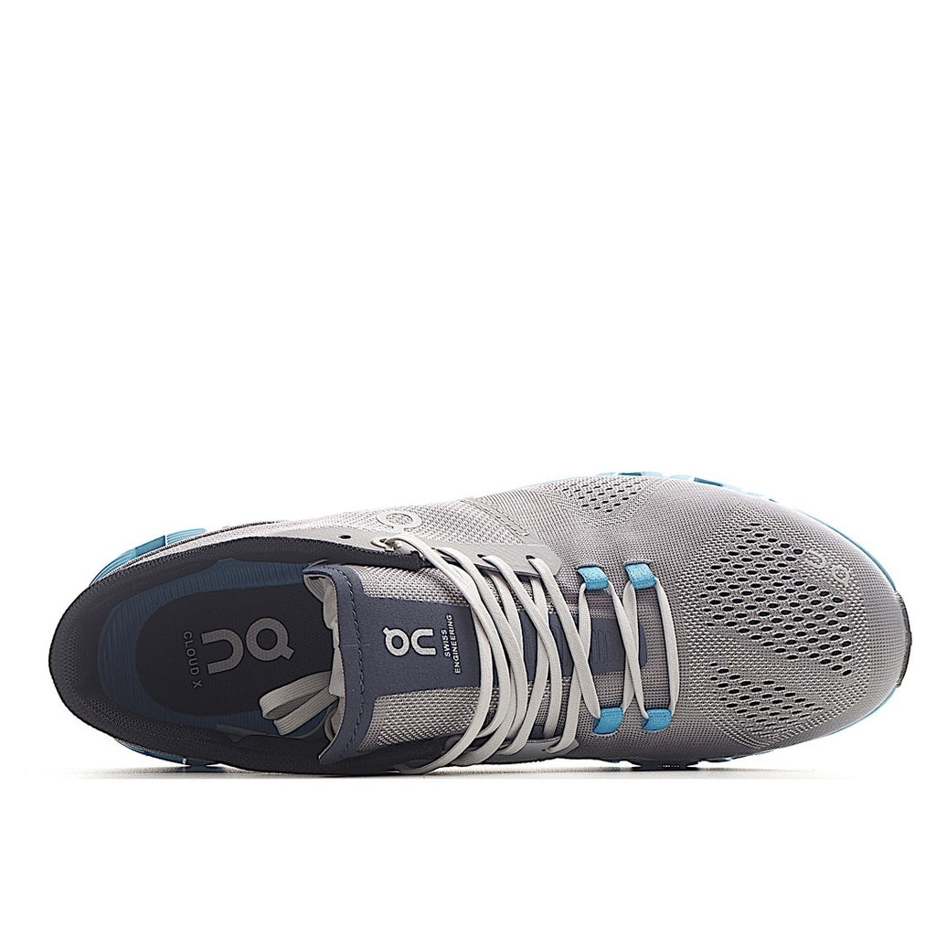 On Running Cloud X Alloy Grey Niagara Blue