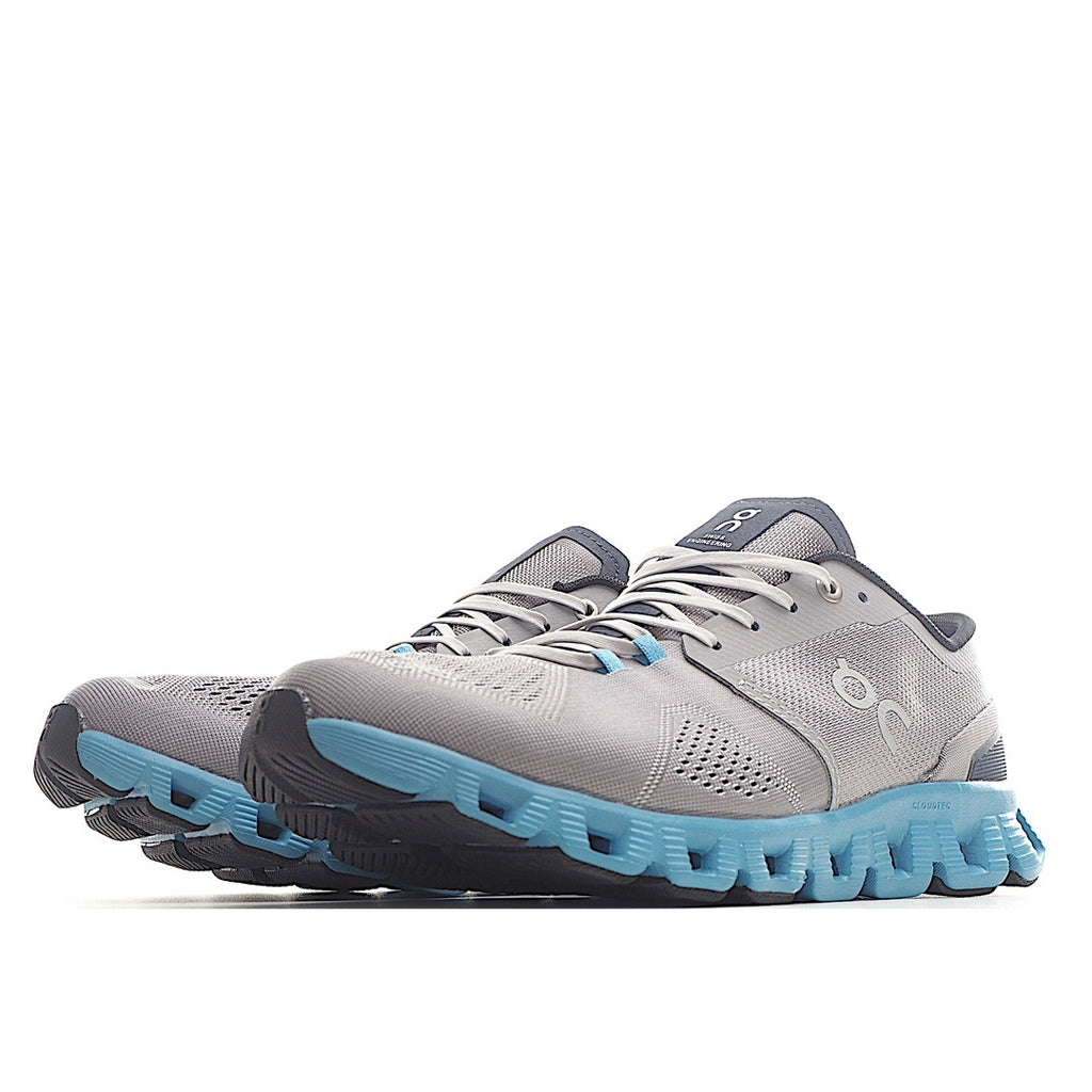 On Running Cloud X Alloy Grey Niagara Blue