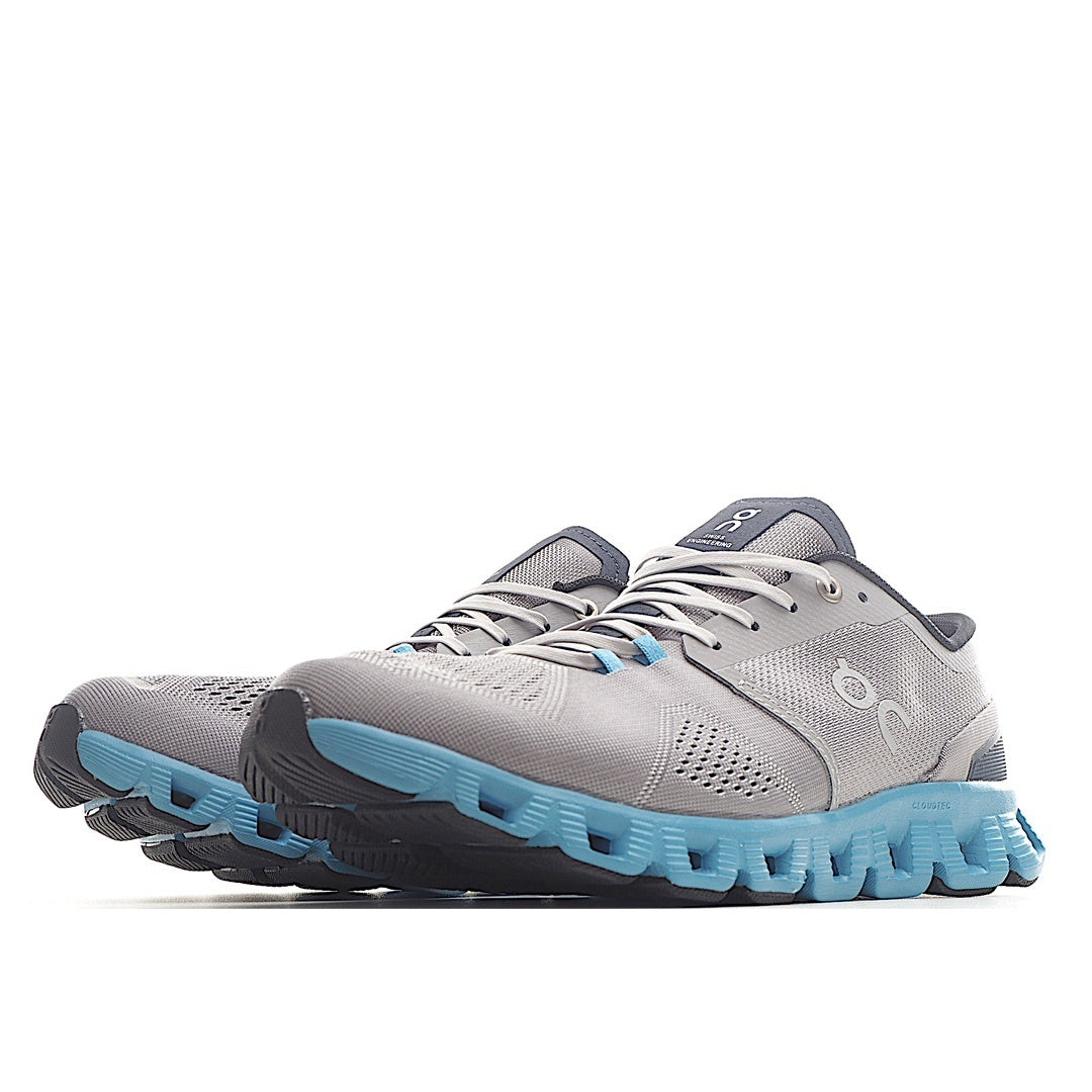 On Running Cloud X Alloy Grey Niagara Blue