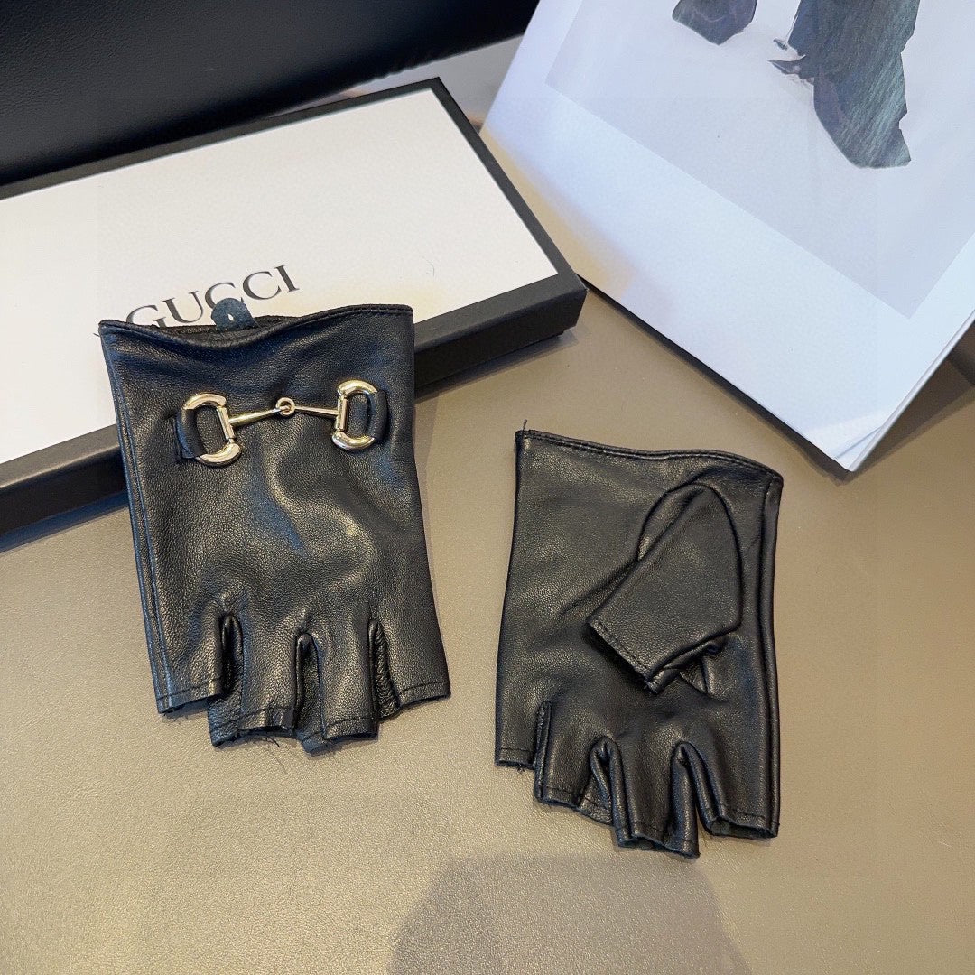 FINGERLESS GLOVES IN BLACK LAMBSKIN 436035