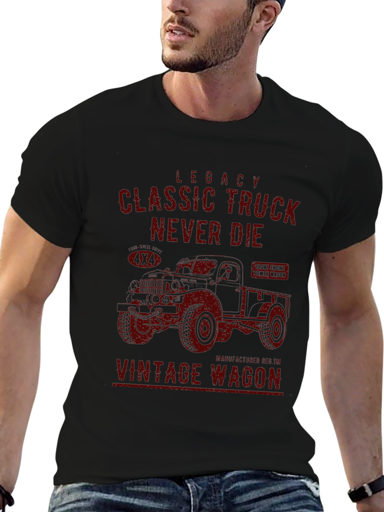 Classic Truck Vintage Wagon Black T-Shirt
