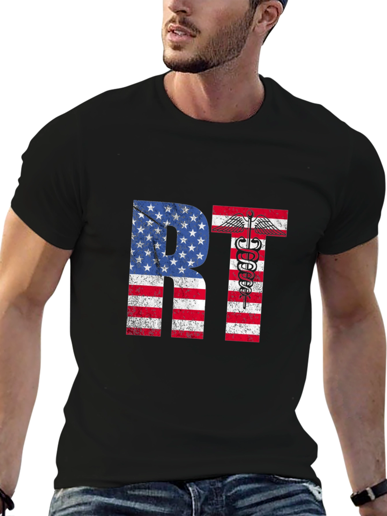 American RT T-Shirt Respiratory Therapist USA Flag Tee