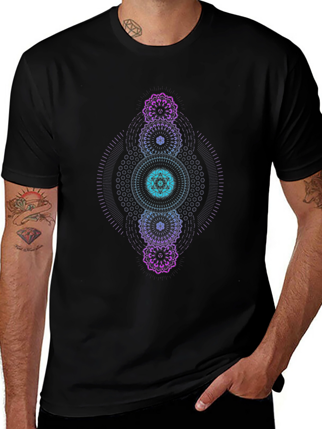 Mystic Mandala Graphic Tee - Black