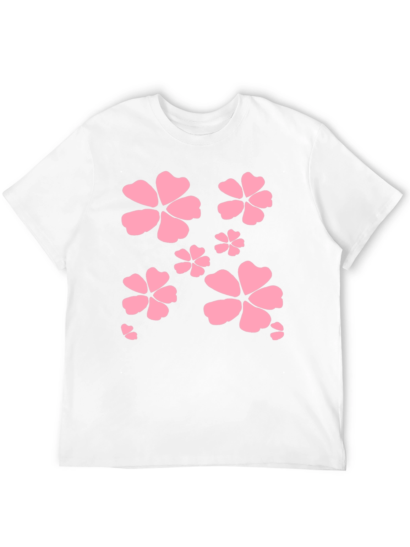 Black T-Shirt with Pink Flower Design