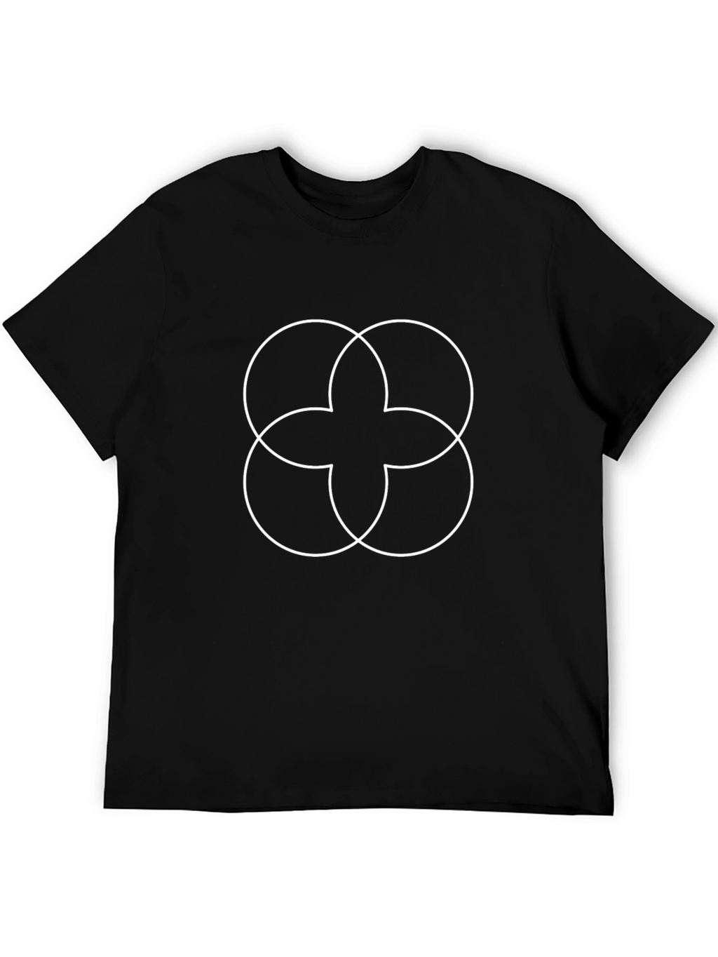 Geometric Circle Flower Graphic Tee - Black