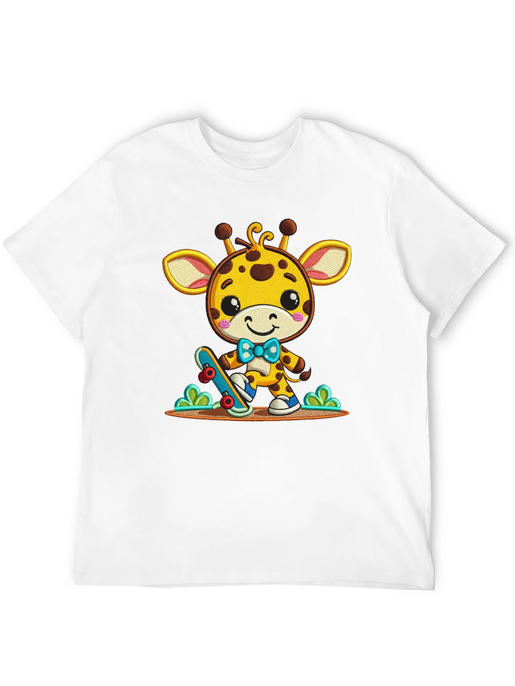 Cute Giraffe Skateboarder Graphic Tee