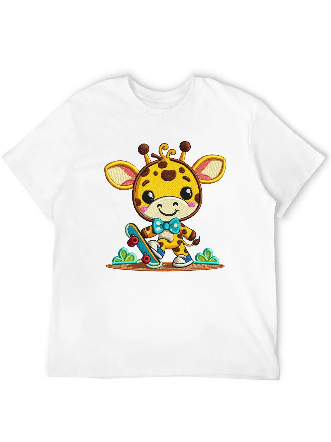 Cute Giraffe Skateboarder Graphic Tee