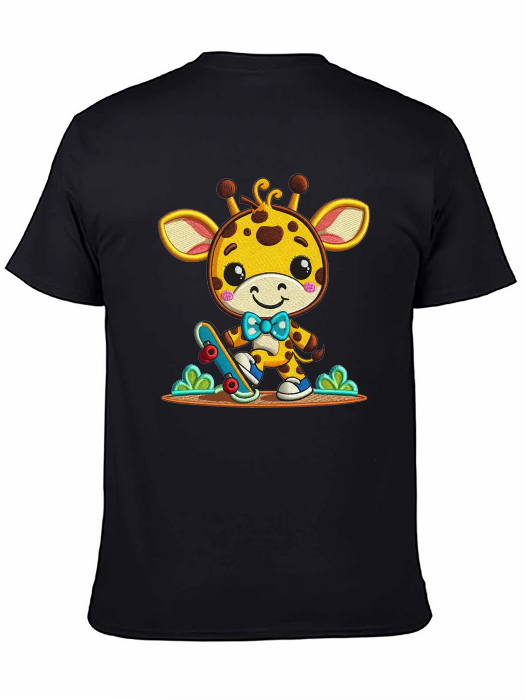Cute Giraffe Skateboarder Graphic Tee