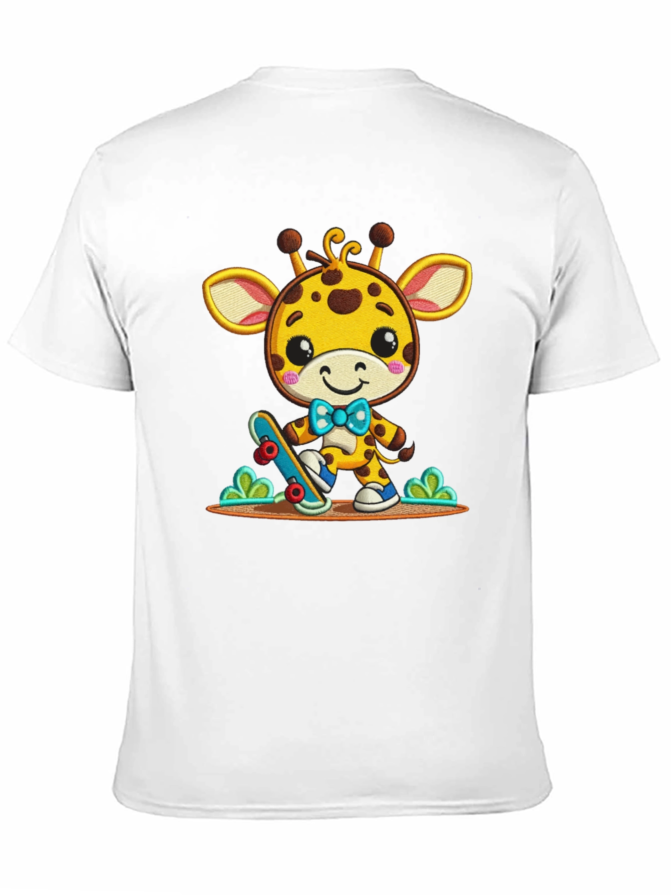 Cute Giraffe Skateboarder Graphic Tee