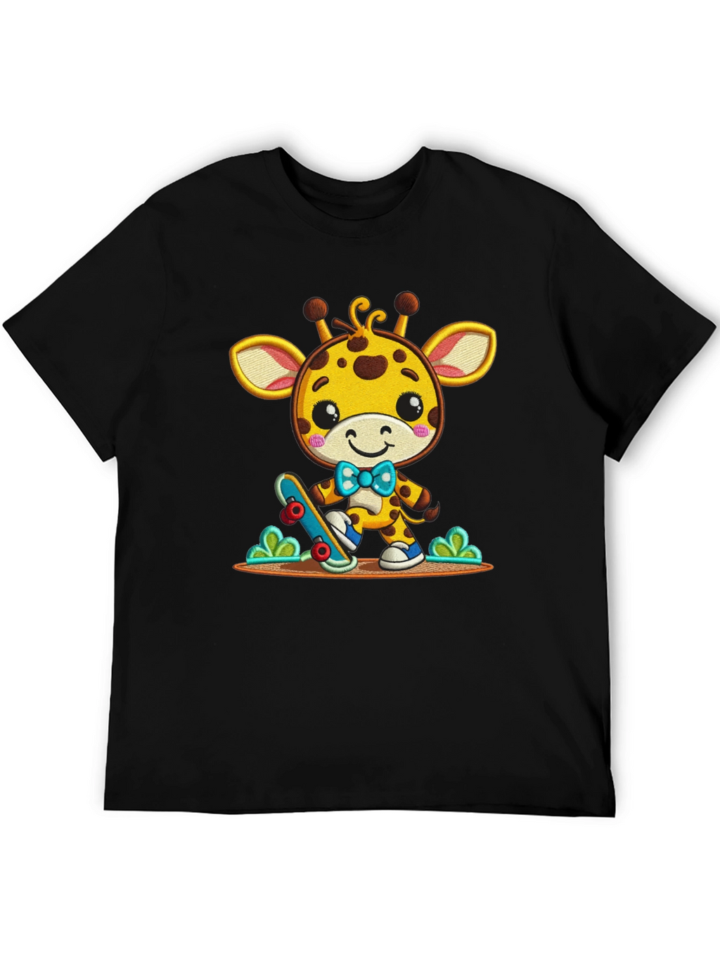 Cute Giraffe Skateboarder Graphic Tee