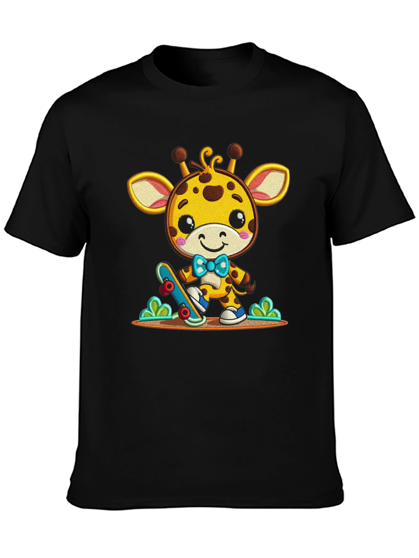 Cute Giraffe Skateboarder Graphic Tee